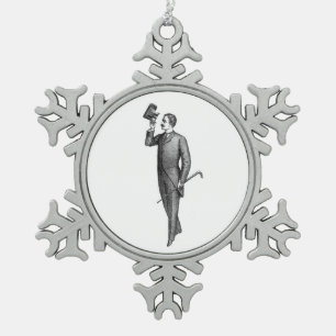 Viktorianisch Gentleman Selfie Schneeflocken Zinn-Ornament
