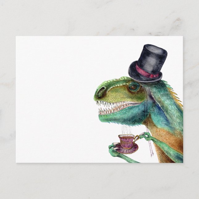 Viktorianisch Gentleman Tyrannosaurus Rex Postkarte (Vorderseite)
