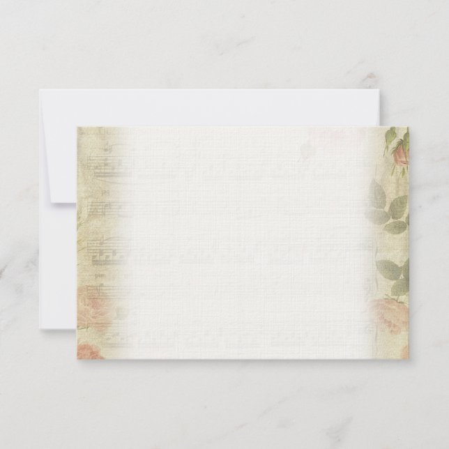 Viktorianisch Ghost Music Rose Vielen Dank Anmerku Mitteilungskarte (Vorderseite)