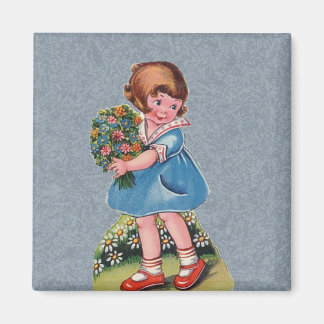 Viktorianisch Girl Blume Bouquet Kühlschrankmagnet Magnet