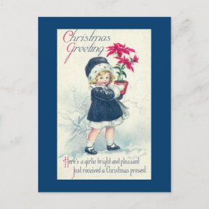 Viktorianisch Girl Vintage Weihnachten Postkarte