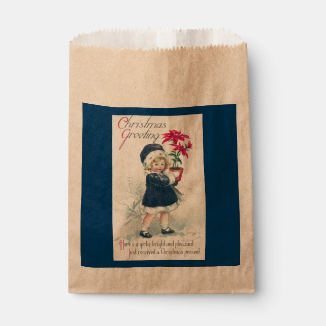 Viktorianisch Girl Vintage Weihnachtsgärten Geschenktütchen (Vorderseite)