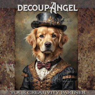 Viktorianisch Golden Retriever Dog - Decoupage- Seidenpapier