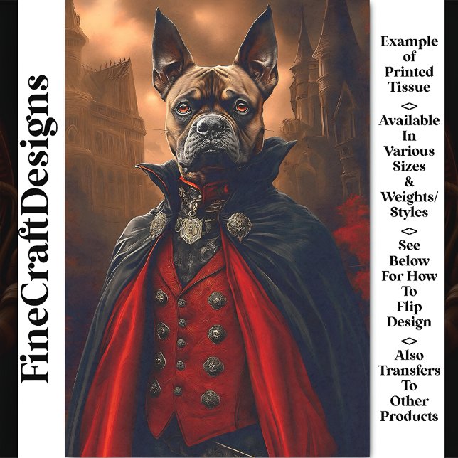 Viktorianisch Gothic Bulldog Dog Vampire BV7 Decou Seidenpapier (Von Creator hochgeladen)