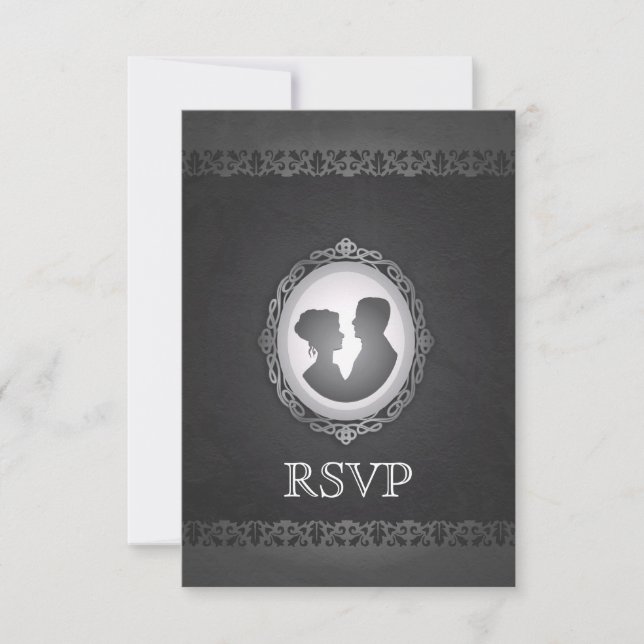 Viktorianisch Gothic Cameo Wedding RSVP (Vorderseite)