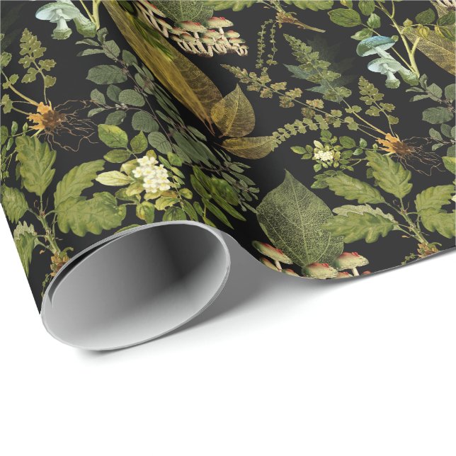 Viktorianisch Gothic Dark Botanicals Forest Glam Geschenkpapier (Rolleneckpunkt)