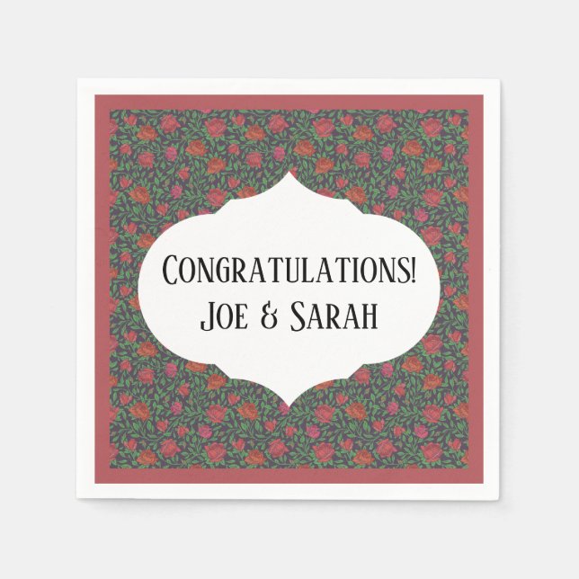 Viktorianisch Gothic Perfect Red & Fuchsia Rose Serviette (Vorderseite)