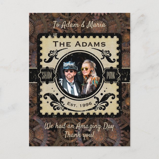 Viktorianisch Gothic Steampunk Wedding Danke Postkarte (Vorderseite)