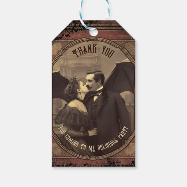 Viktorianisch Gothic Vintag Dracula Kiss Halloween Geschenkanhänger (Vorderseite)