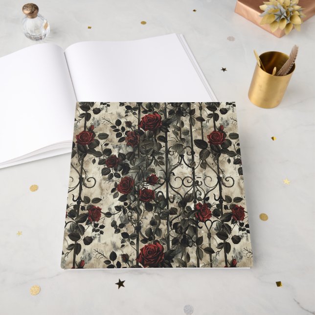 Viktorianisch Gotische Gartenmuster Rose Muster Gästebuch (Vorderseite offen)