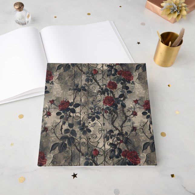 Viktorianisch Gotische Gartenmuster Rose Muster Gästebuch (Vorderseite offen)