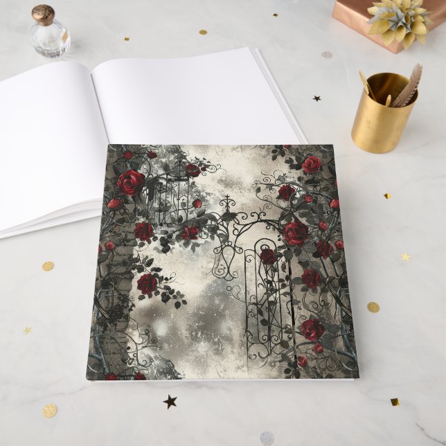 Viktorianisch Gotische Gartenmuster Rose Muster Gästebuch (Vorderseite offen)