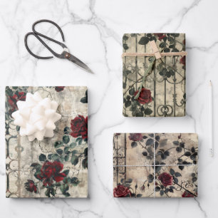 Viktorianisch Gotische Gartenmuster Rose Muster Geschenkpapier Set