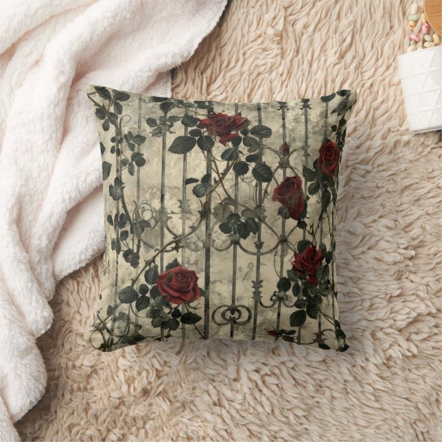 Viktorianisch Gotische Gartenmuster Rose Muster Kissen (Decke)