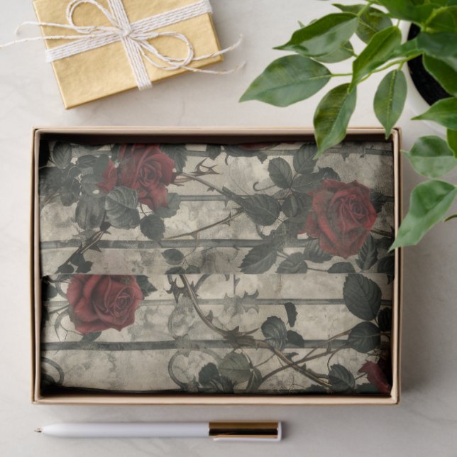 Viktorianisch Gotische Gartenmuster Rose Muster Seidenpapier (Geschenk)