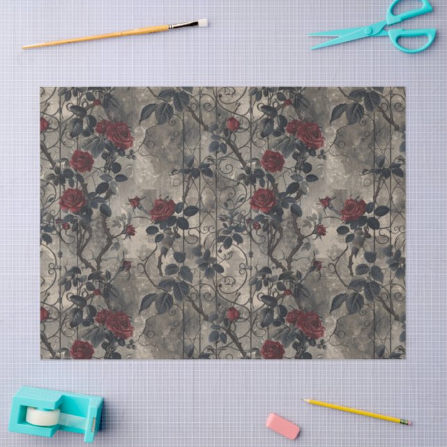 Viktorianisch Gotische Gartenmuster Rose Muster Seidenpapier (Basteln)