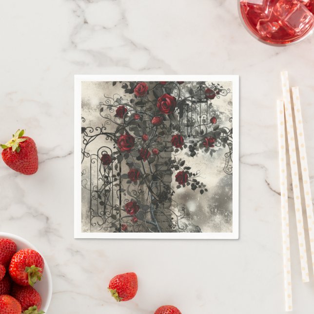 Viktorianisch Gotische Gartenmuster Rose Muster Serviette (Beispiel)