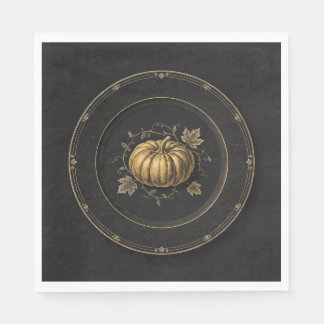 Viktorianisch-gotische Halloween-goldene Kürbisser Serviette