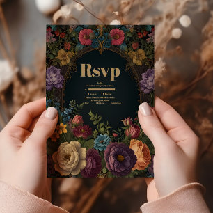Viktorianisch Gotische Vintage Gartenhochzeit RSVP Karte
