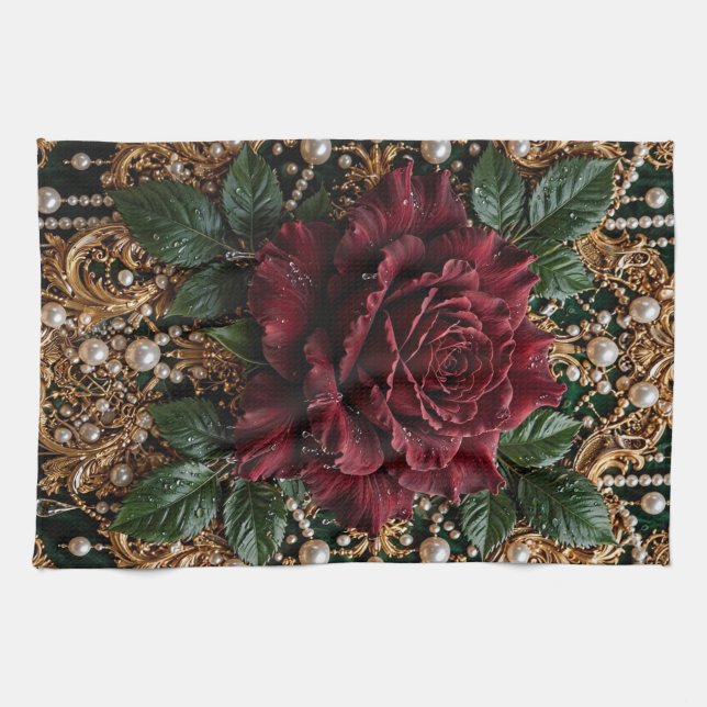 Viktorianisch-gotisches Floral Geschirrtuch (Horizontal)
