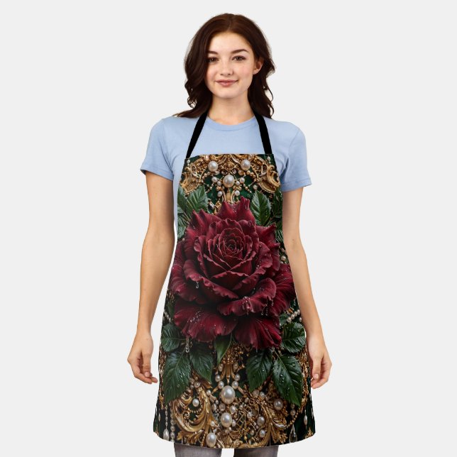 Viktorianisch-gotisches Floral Schürze (Getragen)