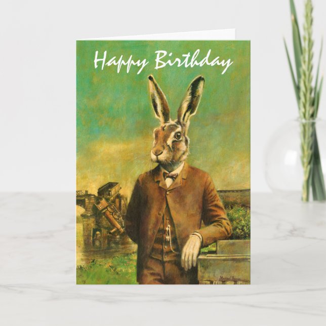 Viktorianisch Hare Birthday Card Karte (Vorderseite)
