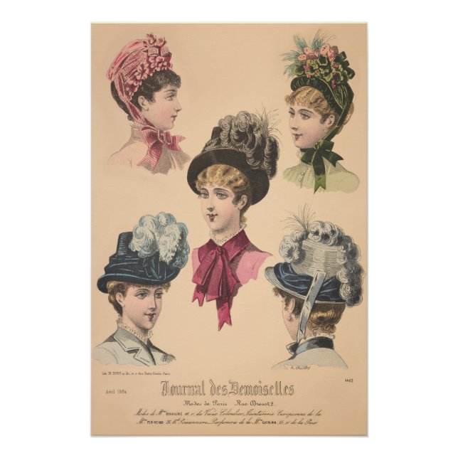 Viktorianisch Hats Paris Fashion Vintage und Poster (Vorderseite)