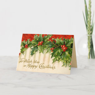 Viktorianisch Holly Christmas Card Feiertagskarte