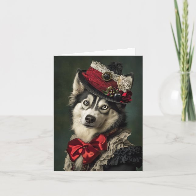 Viktorianisch Husky Christmas Feiertagskarte (Vorderseite)