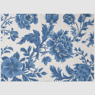 Viktorianisch inspiriert Blumendruck in Blau und W Seidenpapier