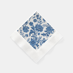 Viktorianisch inspiriert Blumendruck in Blau und W Serviette