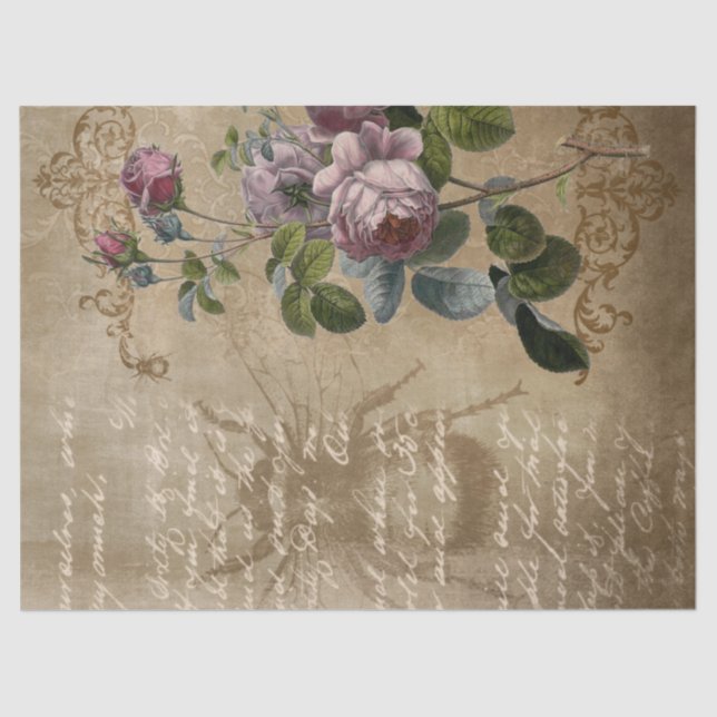 Viktorianisch Inspiriert Lila Rose und Käfer Seidenpapier (Vorderseite)