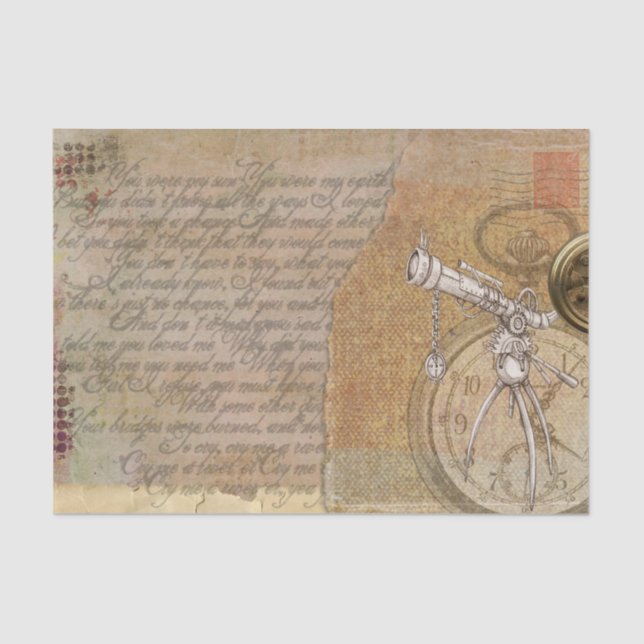 Viktorianisch Inspiriert Teleskopuhr und Skript Seidenpapier (Vorderseite)