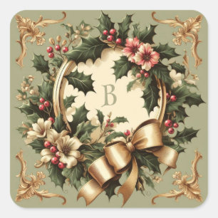 Viktorianisch/klassisch/Vintage Weihnachten Quadratischer Aufkleber