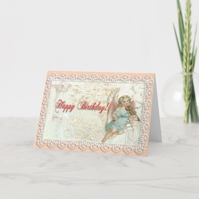 Viktorianisch Lace Angel Birthday Karte (Vorderseite)