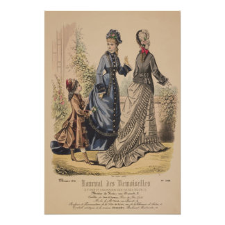 Viktorianisch Ladys Girl Walk Scene Paris Vintage Poster