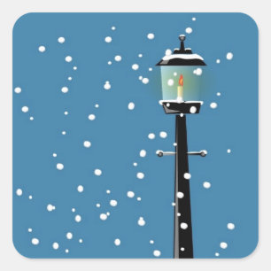 Viktorianisch Lamplight Weihnachts-Weihnachtsaufkl Quadratischer Aufkleber