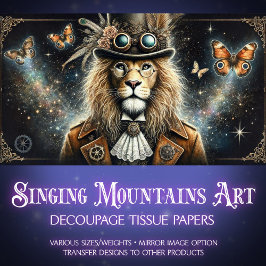 Viktorianisch Lion Butterflies Steampunk Decoupage Seidenpapier