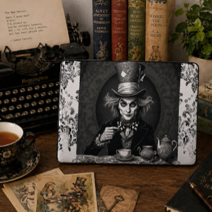 Viktorianisch Mad Hatter Art - Schwarz & Weiß Laptopschutzhülle