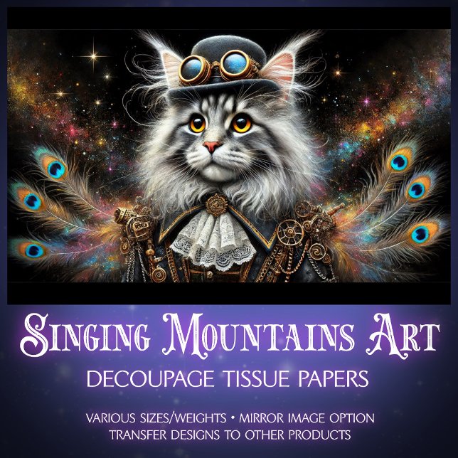 Viktorianisch Maine Coone Magical Steampunk Decoup Seidenpapier (Von Creator hochgeladen)