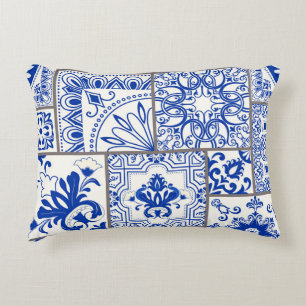 Viktorianisch Majolica: Patchwork Fliesenmuster. Dekokissen