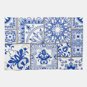 Viktorianisch Majolica: Patchwork Fliesenmuster. Geschirrtuch