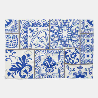 Viktorianisch Majolica: Patchwork Fliesenmuster. Geschirrtuch