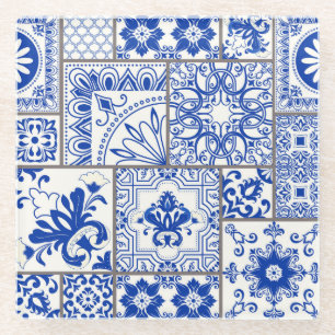 Viktorianisch Majolica: Patchwork Fliesenmuster. Glasuntersetzer