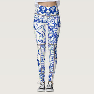 Viktorianisch Majolica: Patchwork Fliesenmuster. Leggings