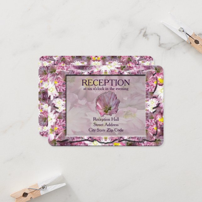 Viktorianisch Mauve Floral Empfang Einladung (Vorderseite/Rückseite Beispiel)