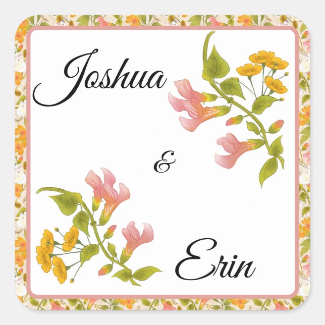 Viktorianisch Meadow - Hochzeitstipendium Quadratischer Aufkleber (Vorderseite)