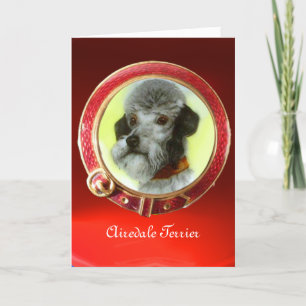 VIKTORIANISCH MINIATURE DOG PORTRAITS Airedale Ter Feiertagskarte