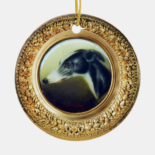 VIKTORIANISCH MINIATURE DOG PORTRAITS Irish Greyho Keramik Ornament (Vorne)