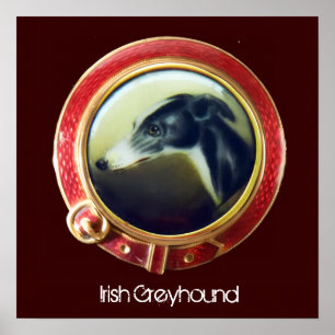 VIKTORIANISCH MINIATURE DOG PORTRAITS Irish Greyho Poster